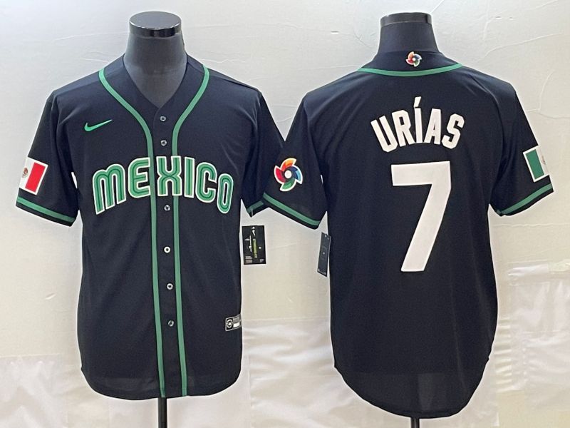 Men 2023 World Cub Mexico 7 Urias Black Nike MLB Jersey25